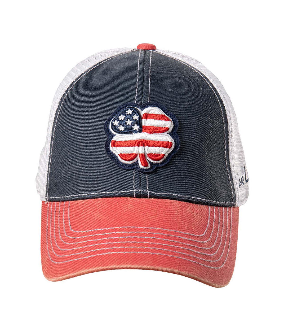 Navy / White Mesh / Red Bill / Usa Flag Clover