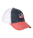 Navy / White Mesh / Red Bill / Usa Flag Clover