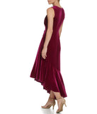 Sleeveless Cocktail Midi W/ Ruffle Fuschia