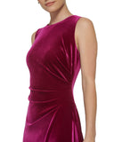 Sleeveless Cocktail Midi W/ Ruffle Fuschia