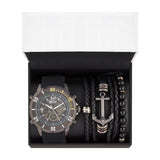 Analog Watch-Anchor Bracelet Set