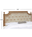 Rustic Tuffed Velvet Headboard Beige/Rustic Oak