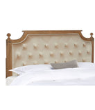 Rustic Tuffed Velvet Headboard Beige/Rustic Oak