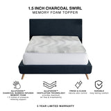 Charcoal Swirl Memory Foam Mattress Topper 1.5"