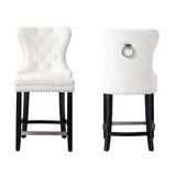 24" Tufted Velvet Counter Stool, Set of 2