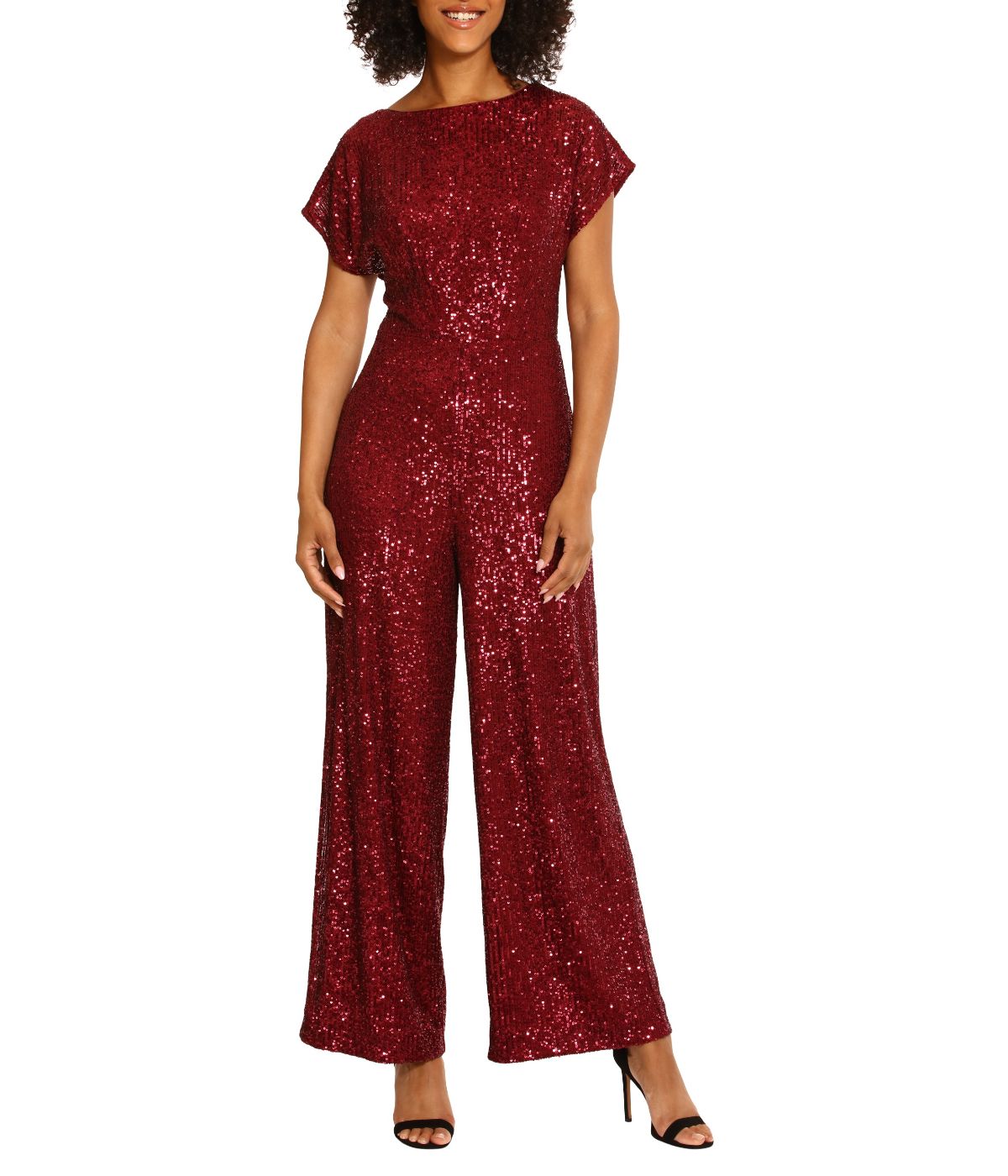 Wide Neck Jumpsuit Arresting Burgundy