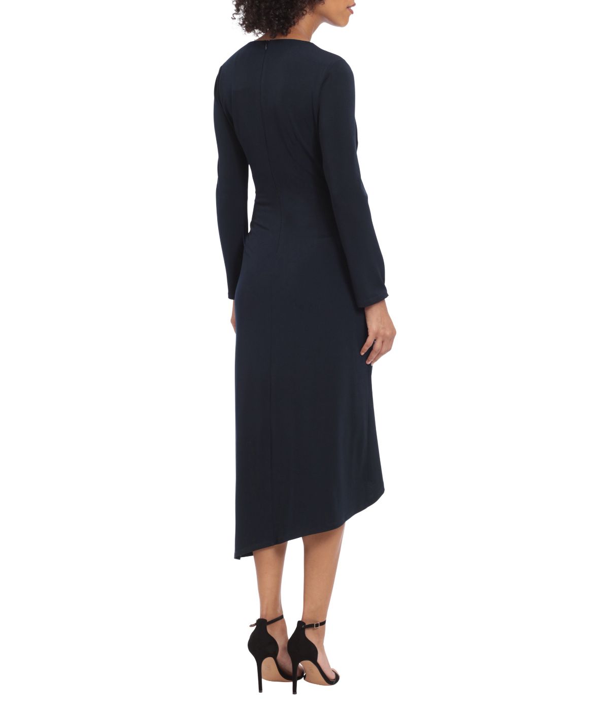 Asymmetrical Dress With Ruched Side Midnight Blue