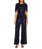 Elizabeth Sequin Jumpsuit With Cape Black