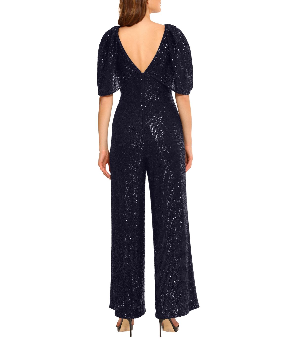 Elizabeth Sequin Jumpsuit With Cape Navy