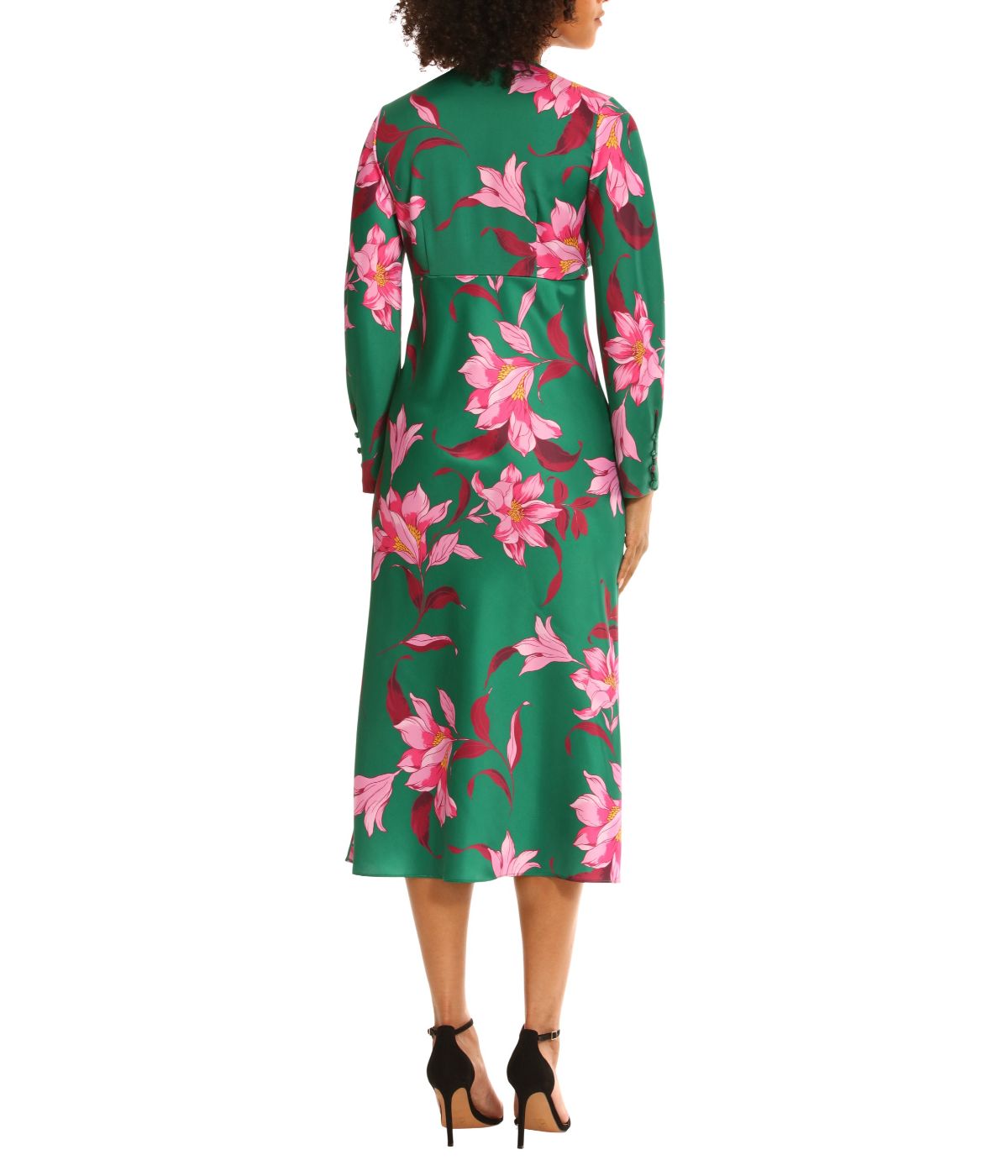 Twist Neck Midi Emerald Green/Pink Blossom