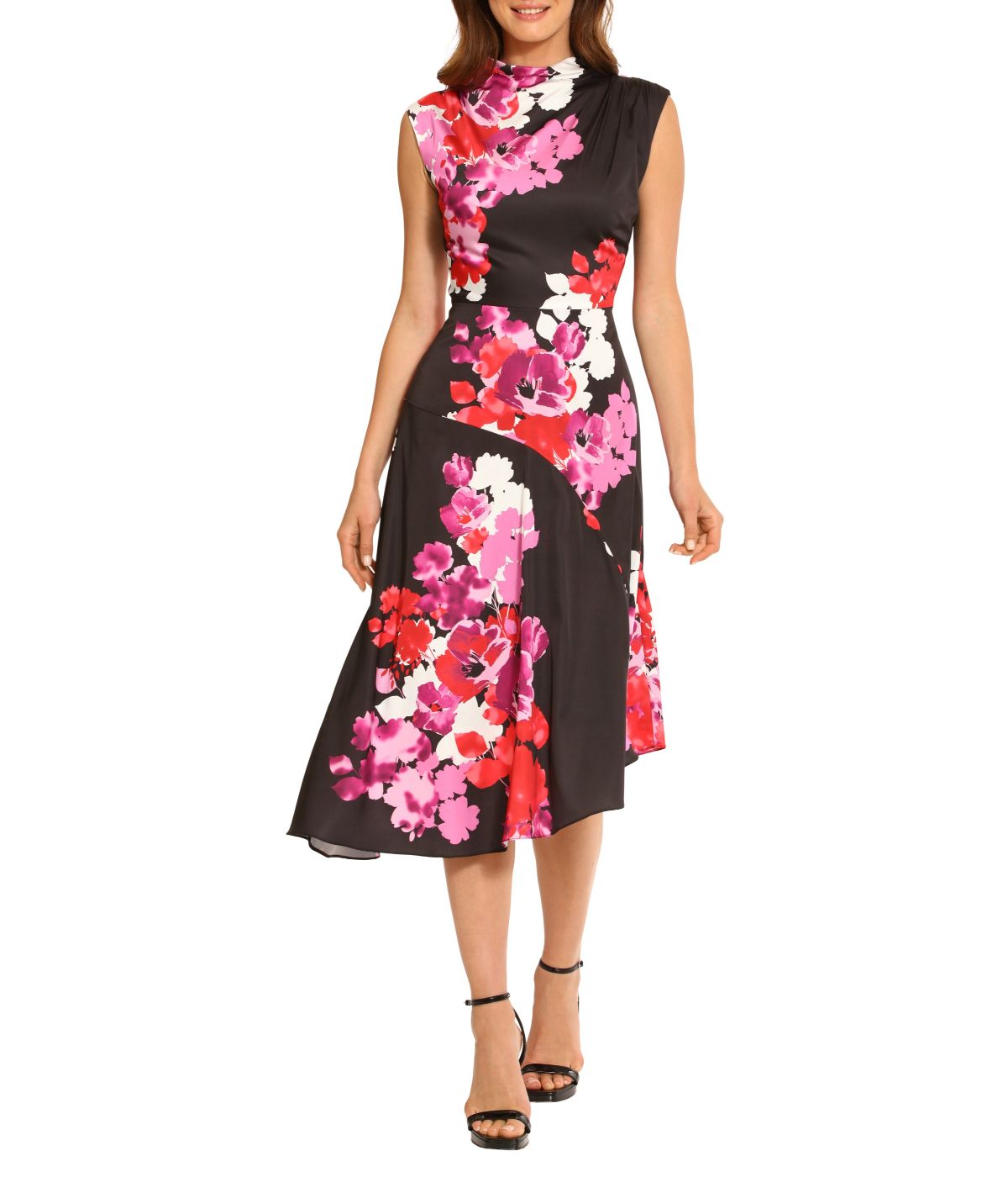 Wrap Twist Dress Black/Phlox Pink