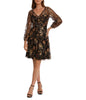  Knee Length Lace Dress With Mesh Gold Multi