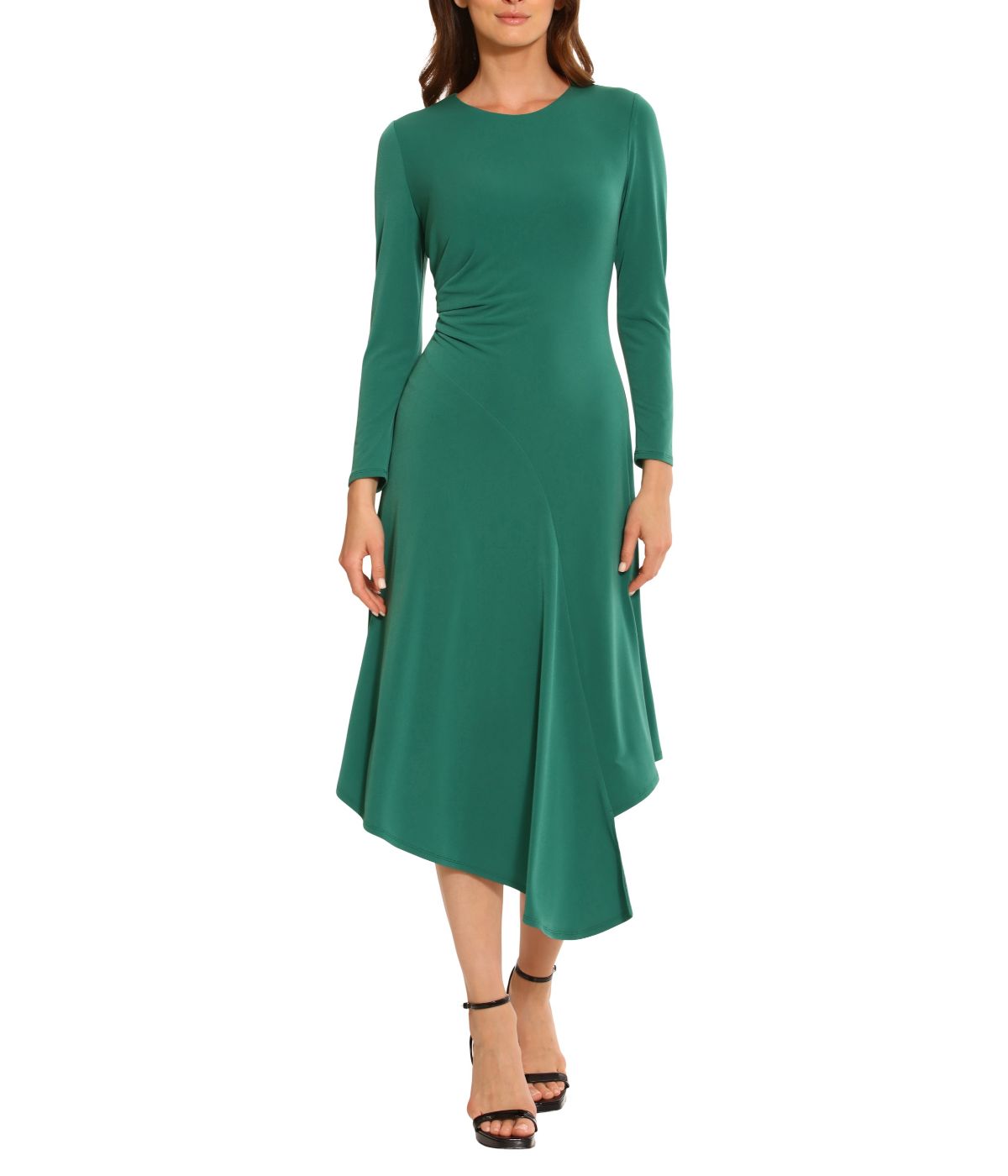 Long Sleeve Asymmetrical Dress Evergreen