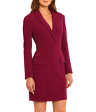 Long Sleeve Tuxedo Dress Plum Caspia