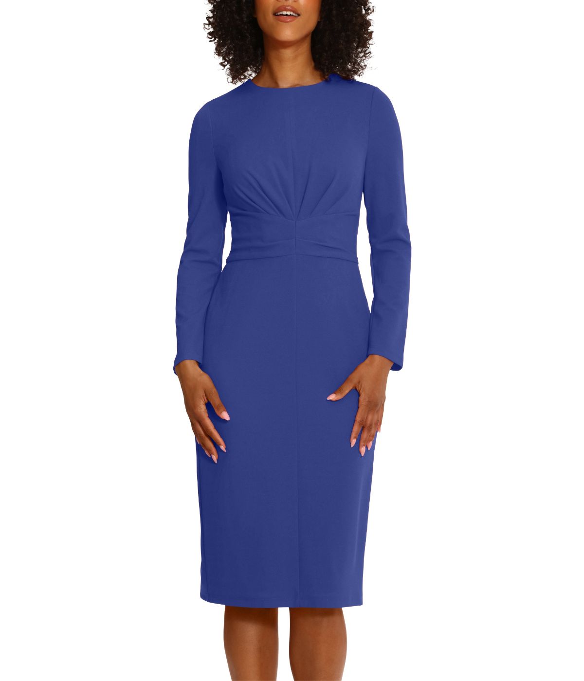 Long Sleeve Midi With Gathered Bodice Sodalite Blue