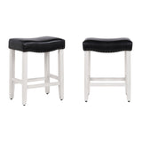 24" Upholstered Saddle Seat Set of 2 Counter Stool