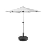 9 ft Outdoor Patio Solar LED Market Umbrella with Black Round Base