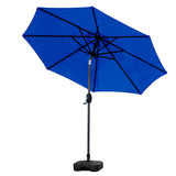 9 ft Outdoor Patio Market Table Umbrella with Square Plastic Fillable Base