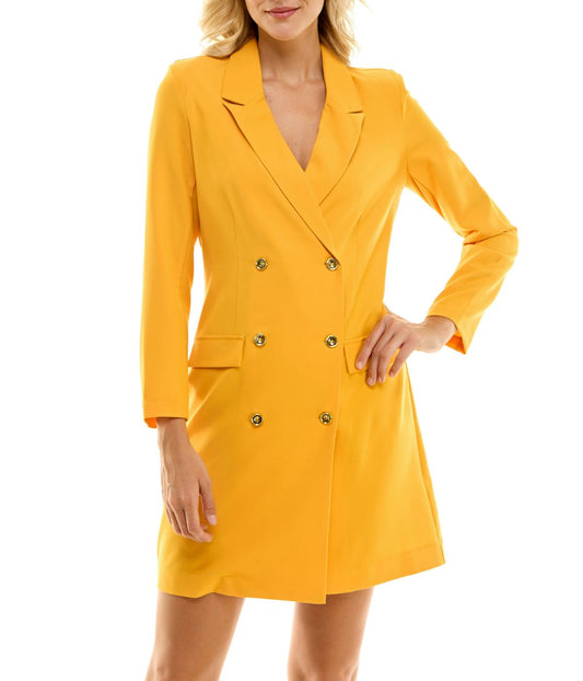 Sharkskin Blazer Dress Apricot