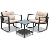 3 Piece Rattan Rocking Chair Conversation Set