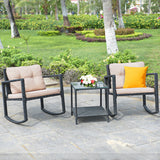 3 Piece Rattan Rocking Chair Conversation Set