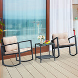 3 Piece Rattan Rocking Chair Conversation Set