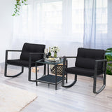 3 Piece Rattan Rocking Chair Conversation Set