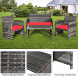 Gray Rattan Furniture Set with Glass Table Top Set of 4