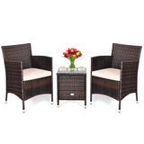 3 Piece PE Rattan Chair Set with Table