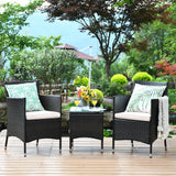 3 Piece PE Rattan Chair Set with Table