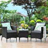 3 Piece PE Rattan Chair Set with Table