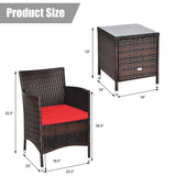 3 Piece PE Rattan Chair Set with Table