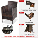 3 Piece PE Rattan Chair Set with Table