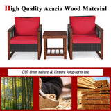 3 Piece Patio Wicker Solid Wood Furntiure Set