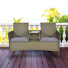  2-Person Rattan Conversation Loveseat with Attached Table