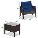 3 Piece Rattan Conversation Set with Table