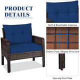 3 Piece Rattan Conversation Set with Table