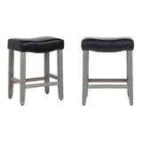 24" Upholstered Saddle Seat Set of 2 Counter Stool