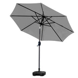 9 ft Outdoor Patio Market Table Umbrella with Square Plastic Fillable Base