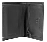 Leather Bi-fold Rifd Minimalist Wallet with Zipper Pocket