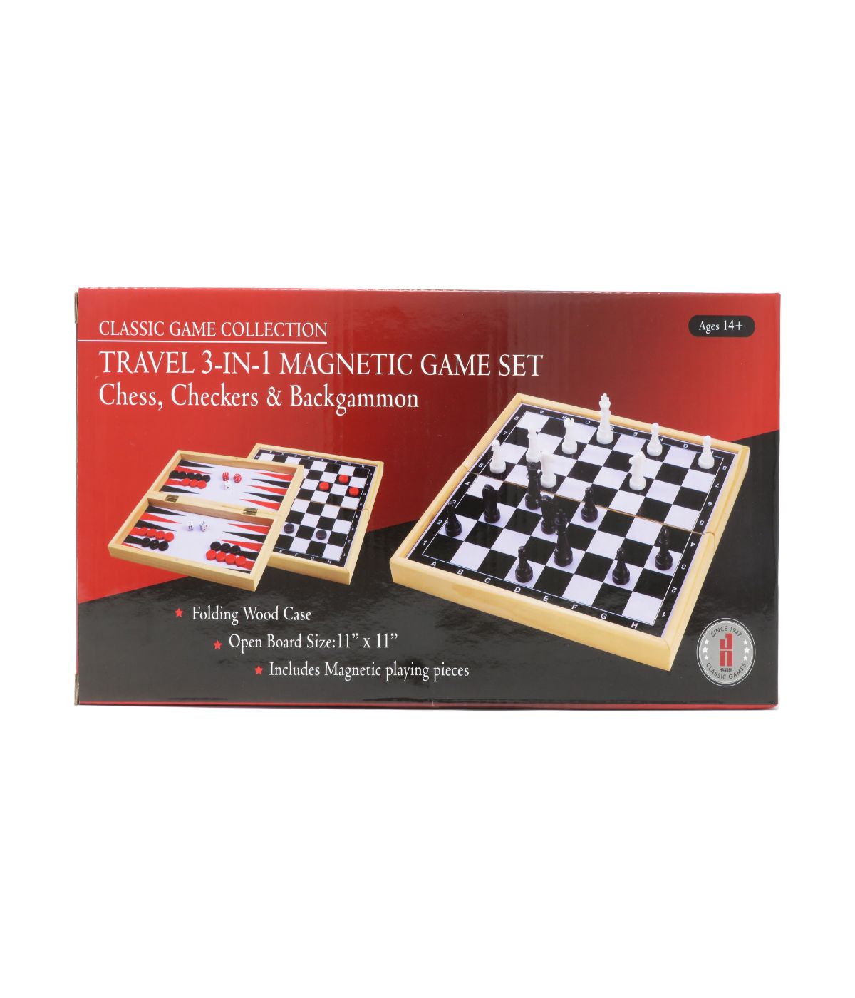 Classic Game Collection - Travel 3-in-1 Magnetic Game Set: Chess, Checkers & Backgammon Multi