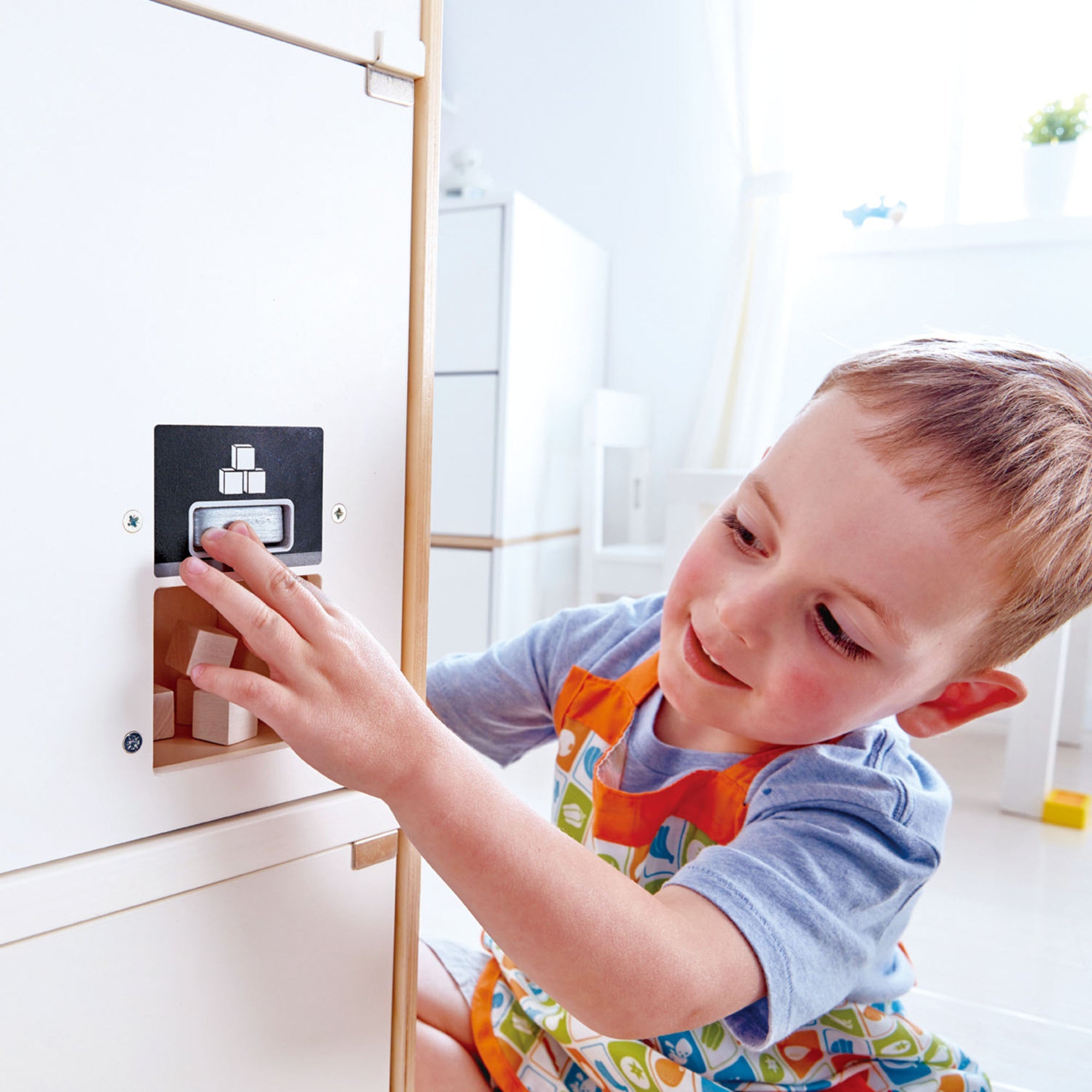 Hape White Kitchen Wooden Fridge-Freezer Dollhouse Accessory