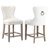 24" Tufted Velvet Counter Stool, Set of 2