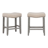 24" Upholstered Saddle Seat Set of 2 Counter Stool