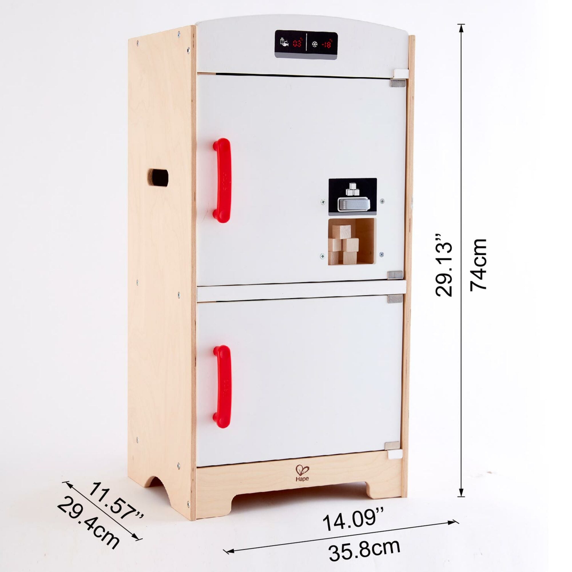 Hape White Kitchen Wooden Fridge-Freezer Dollhouse Accessory