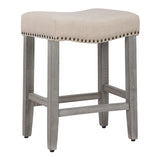 24" Upholstered Saddle Seat Set of 2 Counter Stool