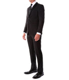 Men's Modern Fit Suits Two Piece Two Button Notch Lapel Suit Black