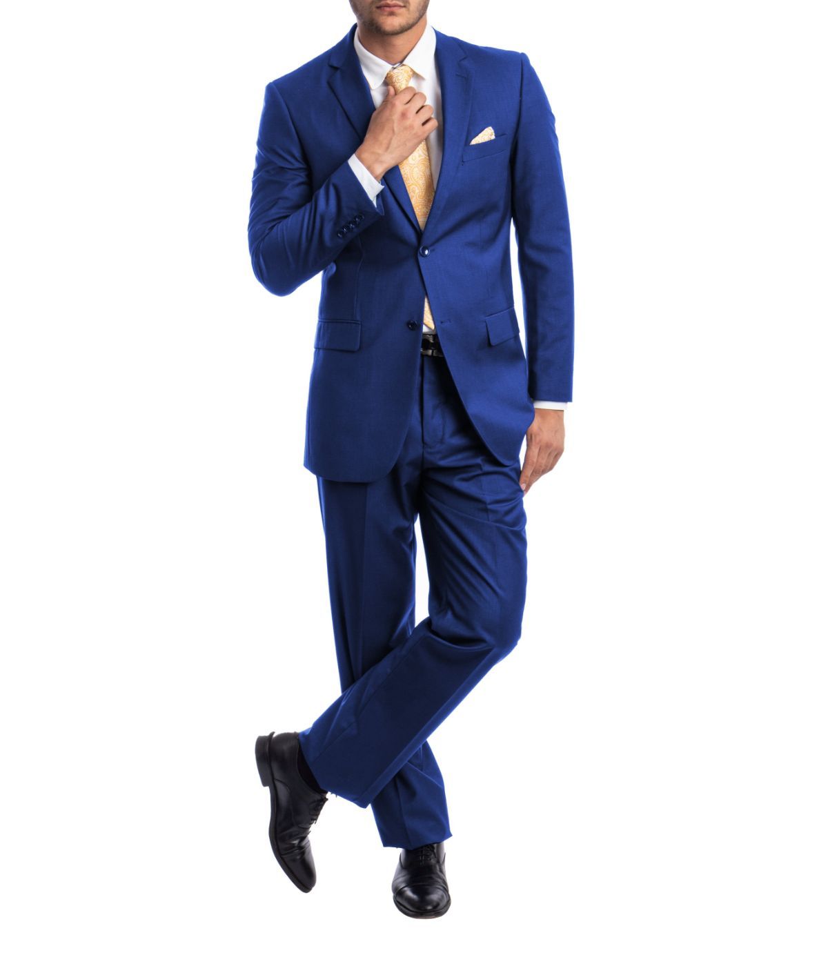 Men's Modern Fit Suits Two Piece Two Button Notch Lapel Suit Royal Blue