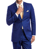 Men's Modern Fit Suits Two Piece Two Button Notch Lapel Suit Royal Blue