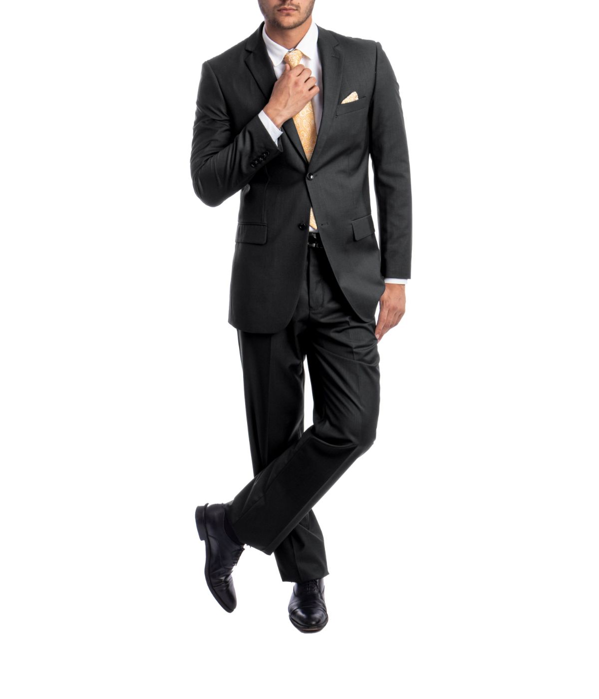 Men's Modern Fit Suits Two Piece Two Button Notch Lapel Suit Dk Grey